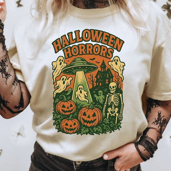 Paranormal Halloween Shirt Vintage Style Unisex Handmade - Picture 1 of 3